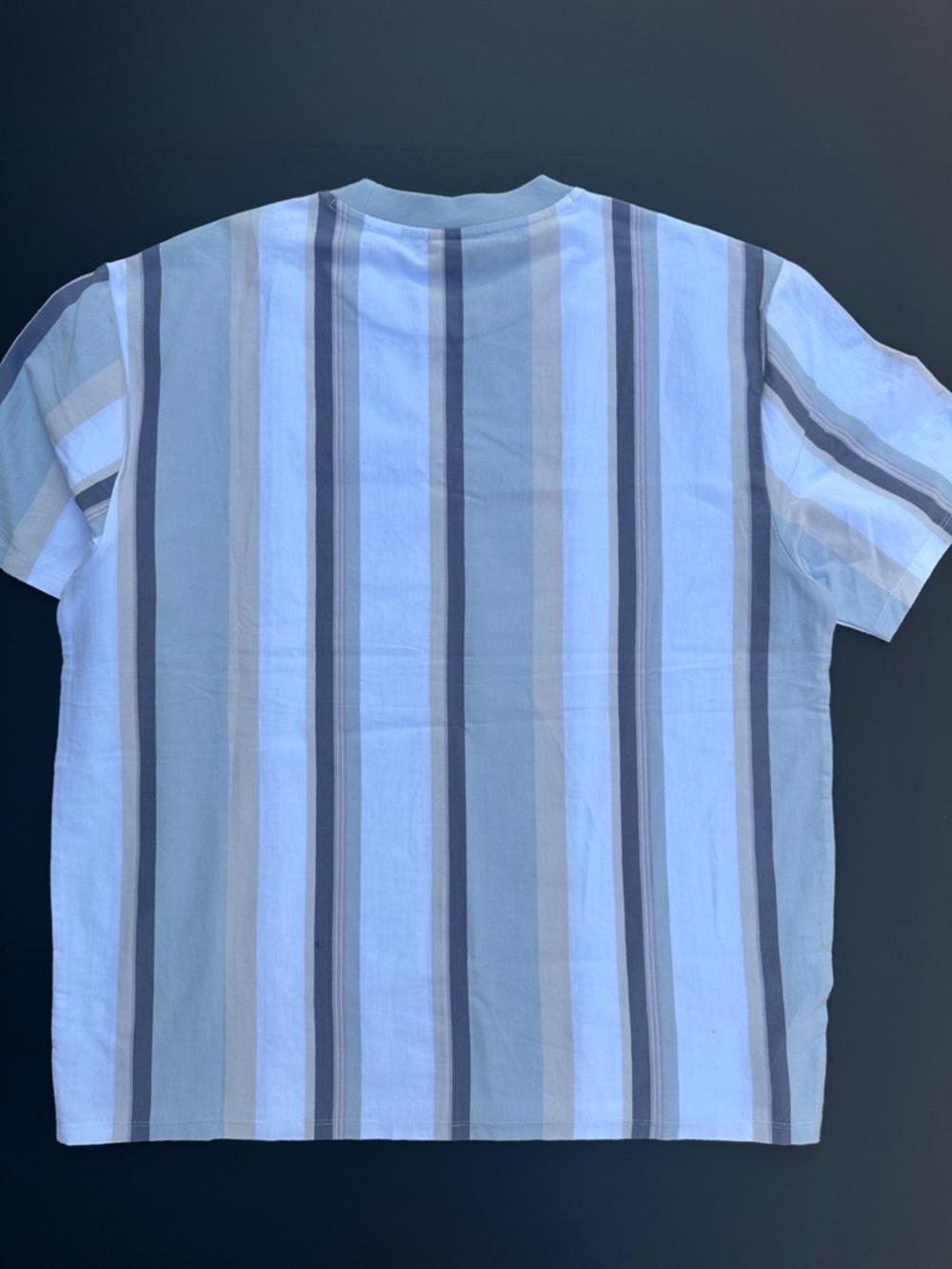 New GUESS ORIGINALS Men’s Blue Multi-Stripe Crew T-Shirt SZ M - Picture 4 of 5